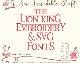 The Lion King Embroidery and SVG Fonts 6 sizes - Lion King BX Font - SVG Font