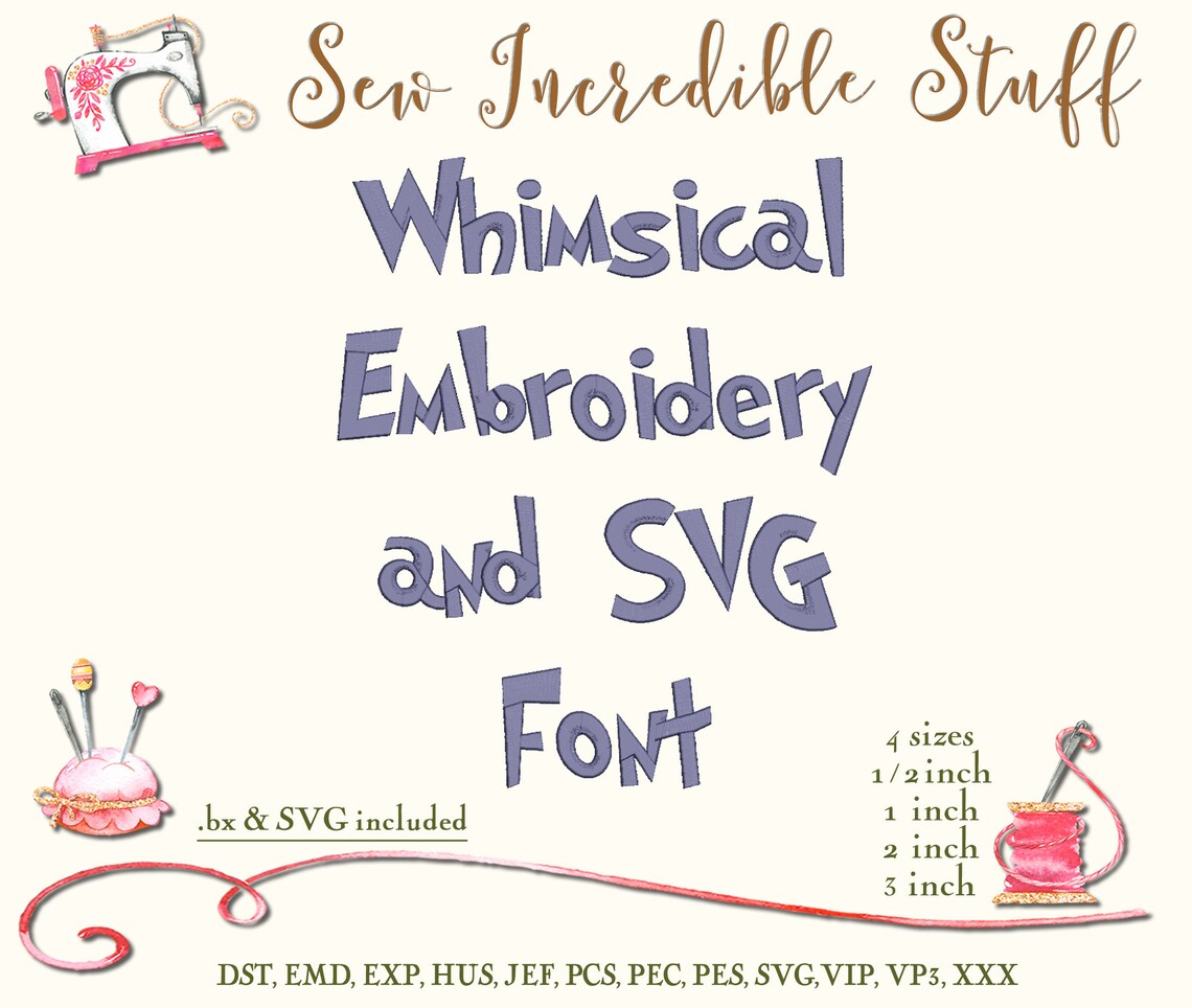 Whimsical Machine Embroidery & SVG Font like Dr. Seuss Font | Etsy