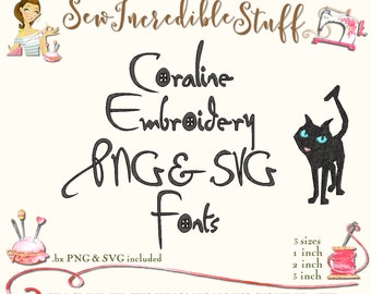 Coraline Machine Embroidery PNG and SVG Font, BX Font, Pes font, 3 sizes