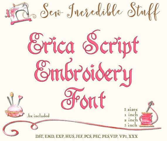 Beautiful Erica Script Machine Embroidery Font BX Font PES | Etsy