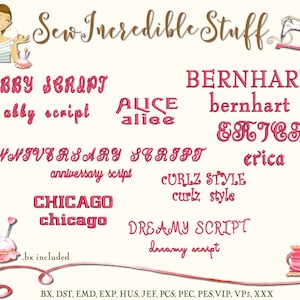 Small Size Machine Embroidery Font Collection - BX fonts- 16 fonts 1/4 inch size great for Quilt Labels or Clothing Labels - 11 formats