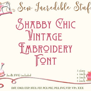 French Parfumerie, Shabby Chic Machine Embroidery and SVG Font 3 sizes BX Font SVG Font image 2