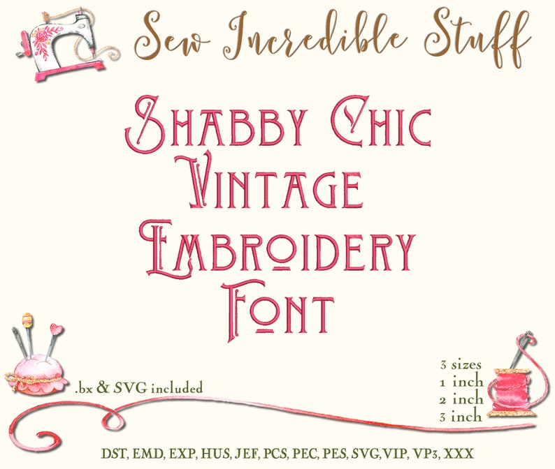 French Parfumerie, Shabby Chic Machine Embroidery and SVG Font 3 sizes BX Font SVG Font image 2