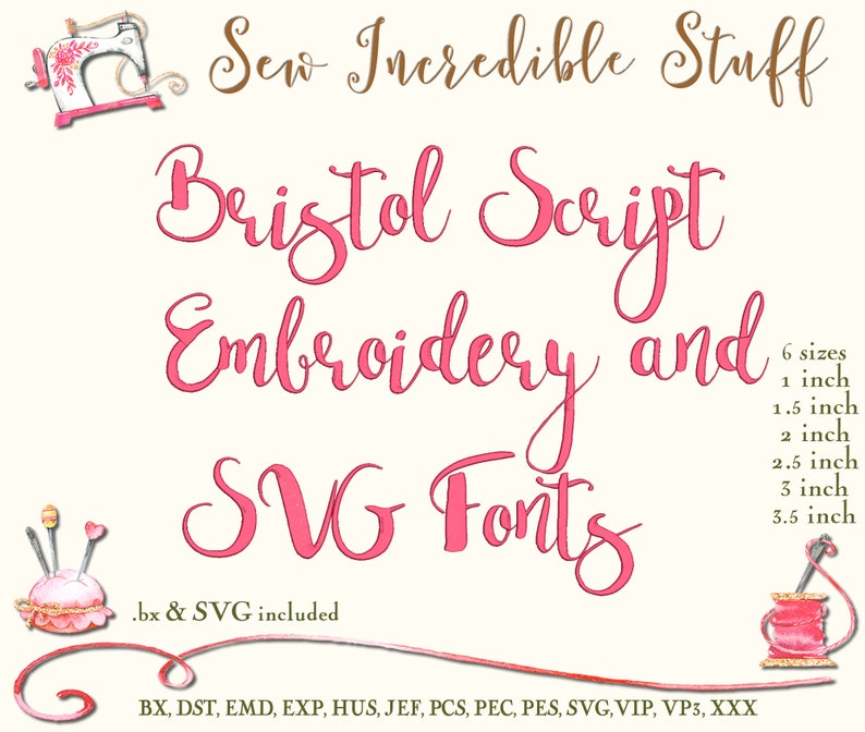 Bristol Script Machine Embroidery and SVG Font BX Font PES - Etsy