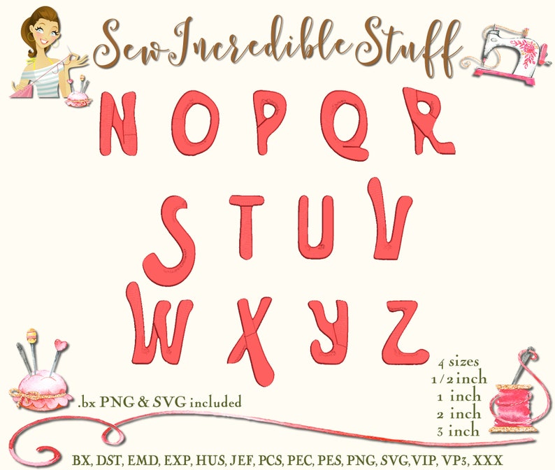 Grease Machine Embroidery PNG and SVG Fonts 4 Sizes BX Etsy