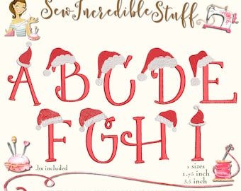 Christmas Alphabet Machine Embroidery Designs - PES Font - BX Font - 2 sizes - 11 embroidery formats