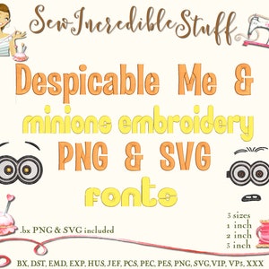 Despicable Me & Minions Machine Embroidery, SVG  and PNG Fonts and Graphics  - BX Fonts