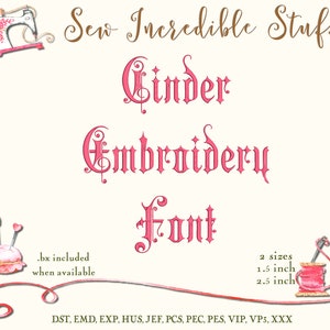Cinder - The Lunar Chronicles -  Machine Embroidery Font - 2 sizes - BX Font - PES Font - 11 formats