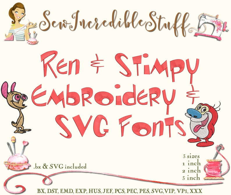 Ren & Stimpy Machine Embroidery and SVG Fonts BX Font SVG Etsy Ireland