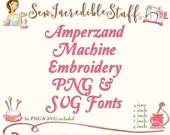 Amperzand Machine Embroidery, SVG and PNG Fonts - BX Font  - 4 embroidery sizes - 11 Embroidery formats
