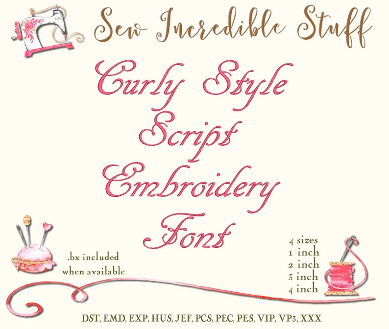 Curly Style Script Machine Embroidery Font BX Font PES | Etsy