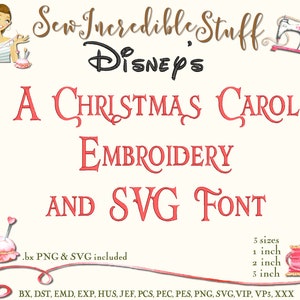 A Christmas Carol Machine Embroidery and SVG Font, BX, PES Font, 3 sizes, 11 formats