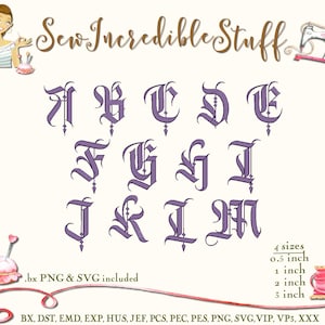 Gothic Olde English Machine Embroidery PNG and SVG Fonts, BX Font, 4 ...