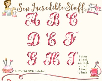 Thornwright Decorative Embroidery Monogram PNG and SVG Fonts, 5 embroidery sizes, BX Font