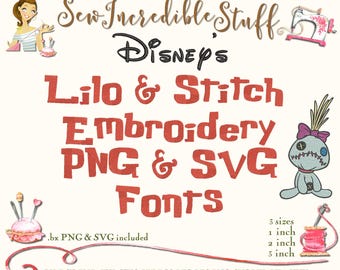 Lilo & Stitch Machine Embroidery, PNG and SVG Fonts - BX Font  - 3 sizes - 11 embroidery formats
