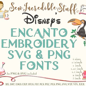 Encanto Machine Embroidery PNG and SVG Font, BX Font, Pes font, 6 sizes