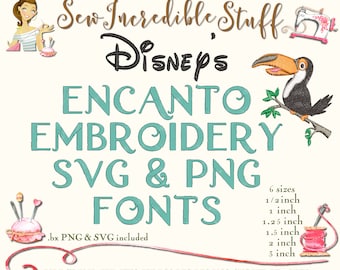 Encanto Machine Embroidery PNG and SVG Font, BX Font, Pes font, 6 sizes