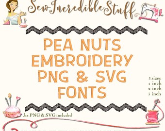 Pea Nuts Machine Embroidery, SVG and PNG Fonts, 11 embroidery formats