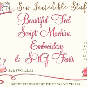 Beautiful Feel Script Machine Embroidery and SVG Fonts 5 - Etsy