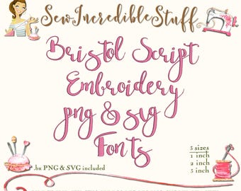 Bristol Script Embroidery Font, BX SVG PES, 6 Sizes (Digital Download)