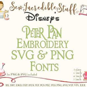 Peter Pan Machine Embroidery PNG and SVG Font, BX Font, Pes font, 3 sizes
