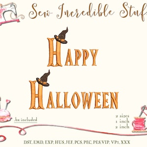 Halloween Witch Hat Alphabet Machine Embroidery Designs - PES Font - BX Font - 2 sizes - 11 embroidery formats