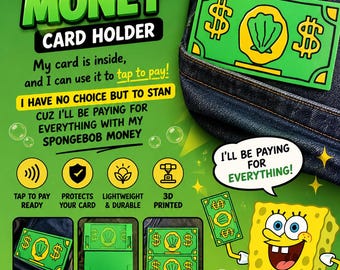 SpongeBob Geldkartenhalter | 3D gedruckte schlanke RFID-Geldbörse (Tap to Pay)