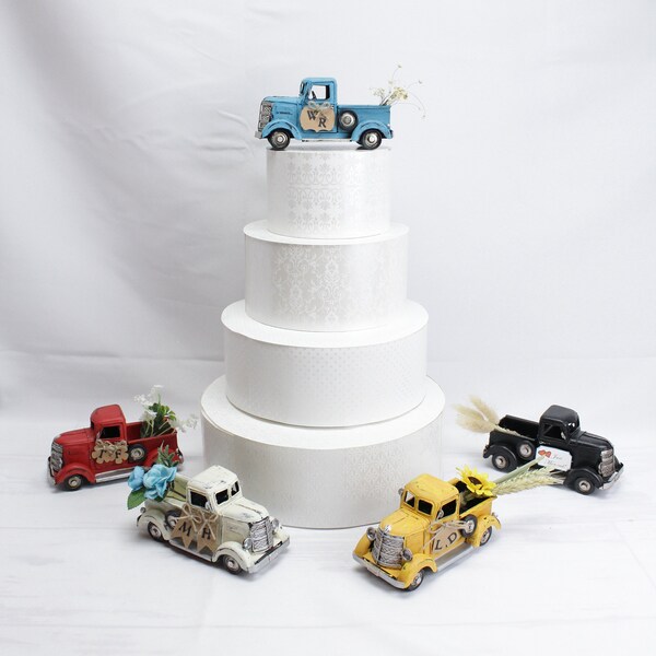 Wedding Cake Truck Toppers, Farmhouse Truck Cake Topper, Teal/Yellow/Red/ Black/White Vintage Truck Cake Topper, Personalized Cake Banner