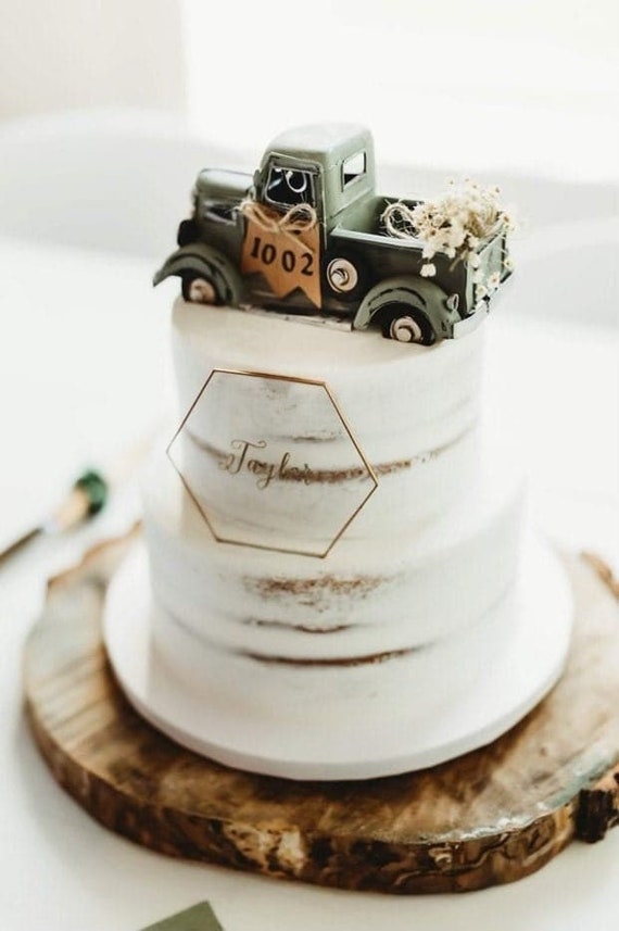 Cake topper Just Married acrylique noir : decor gateau mariage