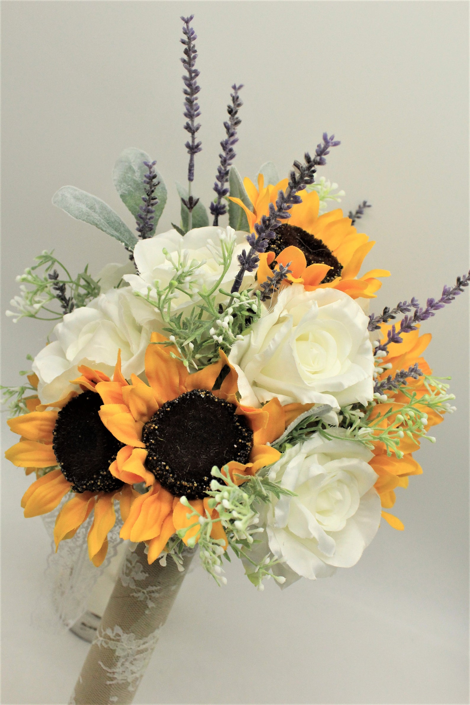 Sunflower and White Rose Brides Bouquet Rustic Sunflower Etsy