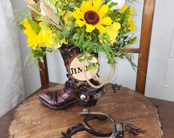 Sunflower Bouquet Table Centerpiece - Hydrangea Centerpiece |Silk Bouquet  | Western Wedding | Cowboy Boots |Western Decorations |Sympathy