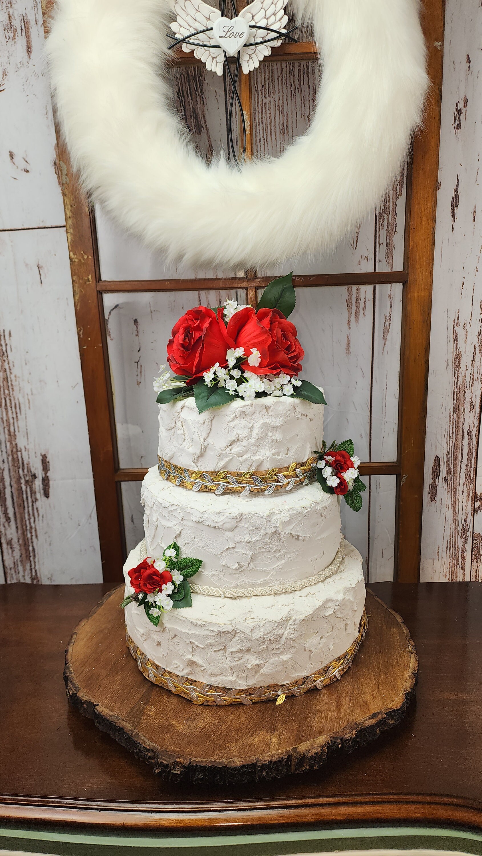 Wedding Red Rose Cake Topper Silk Flower Topper Birthday Etsy