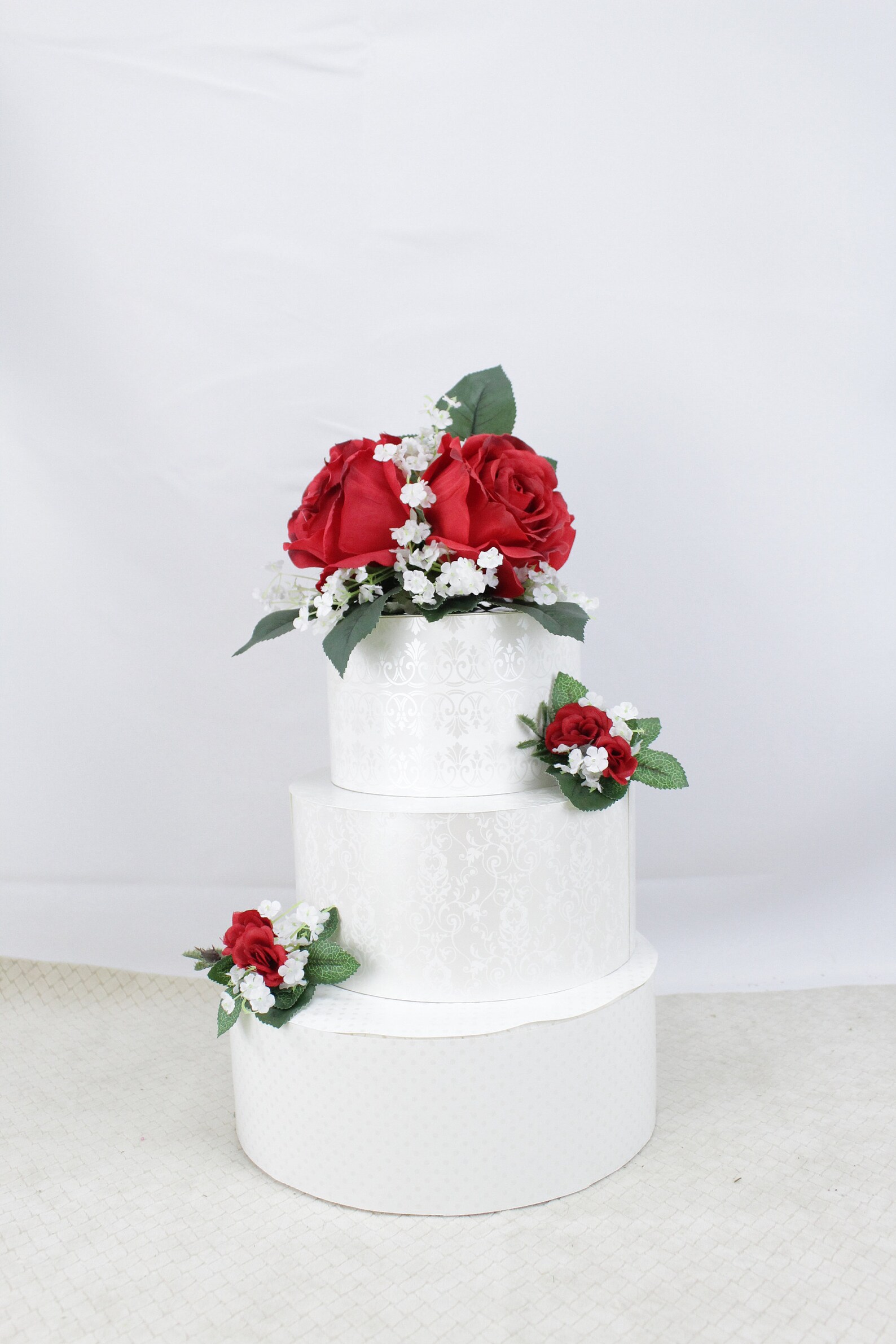 Wedding Red Rose Cake Topper Silk Flower Topper Birthday Etsy