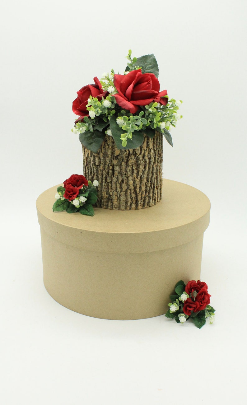 Wedding Real Touch Red Rose Cake Topper Silk Flower Cake Etsy