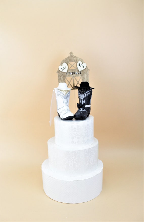 COWBOY BOOT Choose Style = Resin Rhinestones Decor Wedding Birthday CAKE TOPPER 