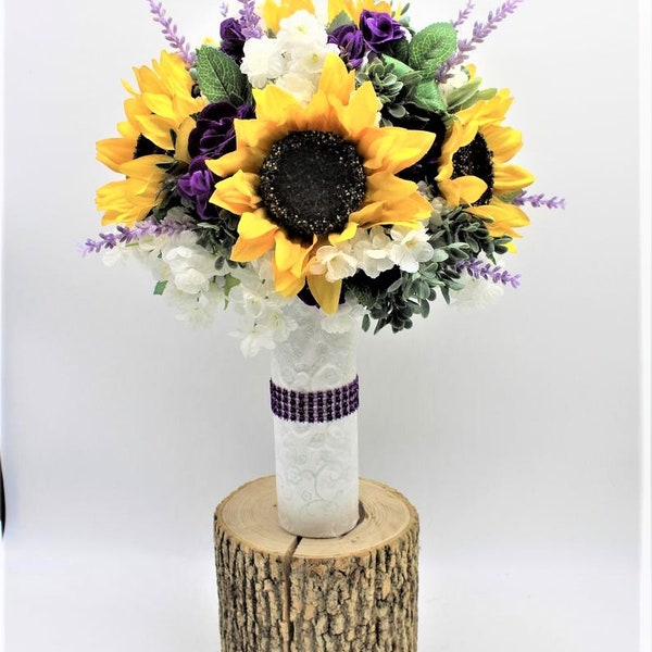 Sunflower bouquet - Silk Flower Bouquet | Bridal Bouquet | Babys Breath Bouquet | Fall Wedding