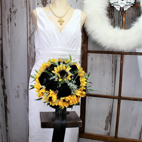 Sunflower and Rose Bouquet Etsy