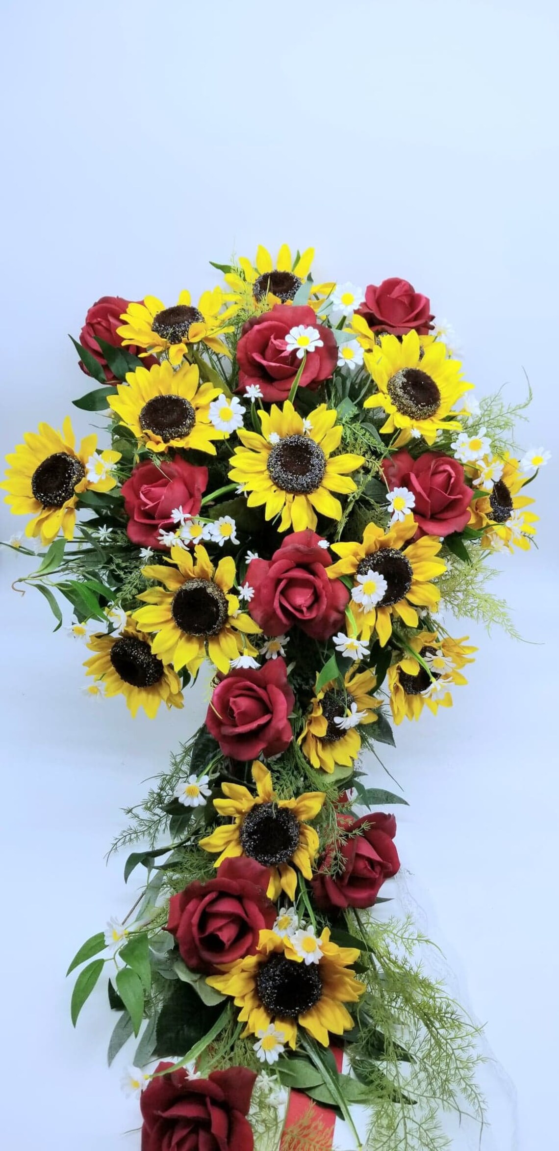 Extra Large Brides Cascading Sunflower and Red Rose Bouquet Etsy