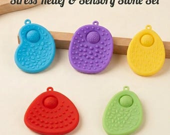 Silent Sensory Fidget Stones, Silicone Stress Relief Desk Toy, Tactile Focus Aids