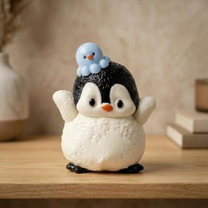 Handgefertigte Pinguin Squishy Spielzeug, Slow Rebound Stress Relief Fidget, Polymer Schreibtisch Dekor