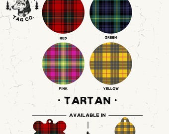 Tartan Plaid Pet ID Tag | Personalized Dog Tag | Double-Sided