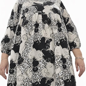 Top de invierno de terciopelo de manga larga con estampado digital para mujer - Negro Beige Estampado de leopardo