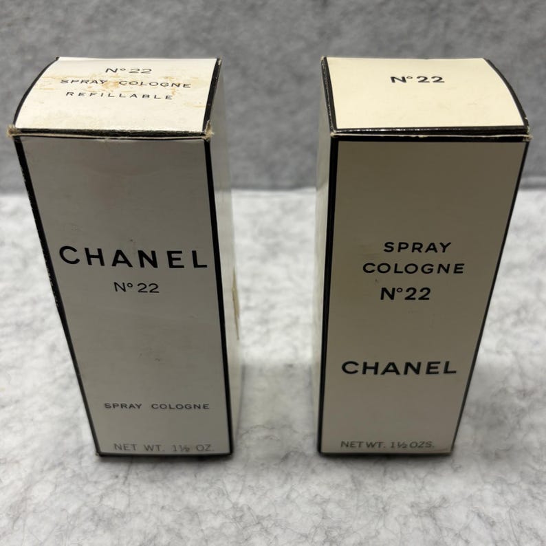 Vintage 1970s Chanel No 22 Spray Cologne Bundle 1 Full / 1 Empty Bottle Set immagine 2