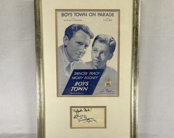 Vintage “Boys Town” Sheet Music & Mickey Rooney Autograph Framed Memorabilia