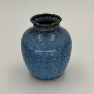 Wabi Sabi Blue Stoneware Vase Hand Thrown Glazed Studio Pottery Collectible
