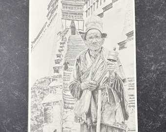 Francis Scott Signed Art Print Om Mani Padme Hum Tibetan Buddhist 16x20 Matted