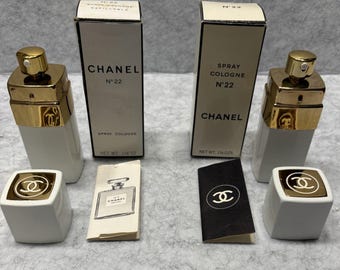 Vintage 1970s Chanel No 22 Spray Cologne Bundle 1 Full / 1 Empty Bottle Set