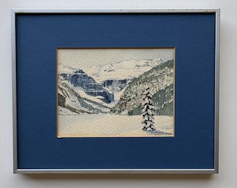 Original Mieke Blary Watercolor Painting Lake Louise Canada Banff Signed 1984