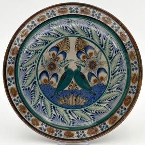 Vintage Ken Edwards Tonala Pottery 11.5 Charger Plate Signed Chino Mexico