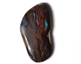 Vivid Red Fire Yowah Nut Opal Slipper Cabochon | Natural Australian Gemstone for Ring